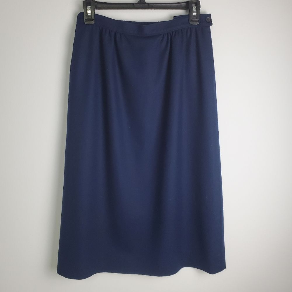 Vintage 1970s Pendleton Navy Wool Pencil Skirt